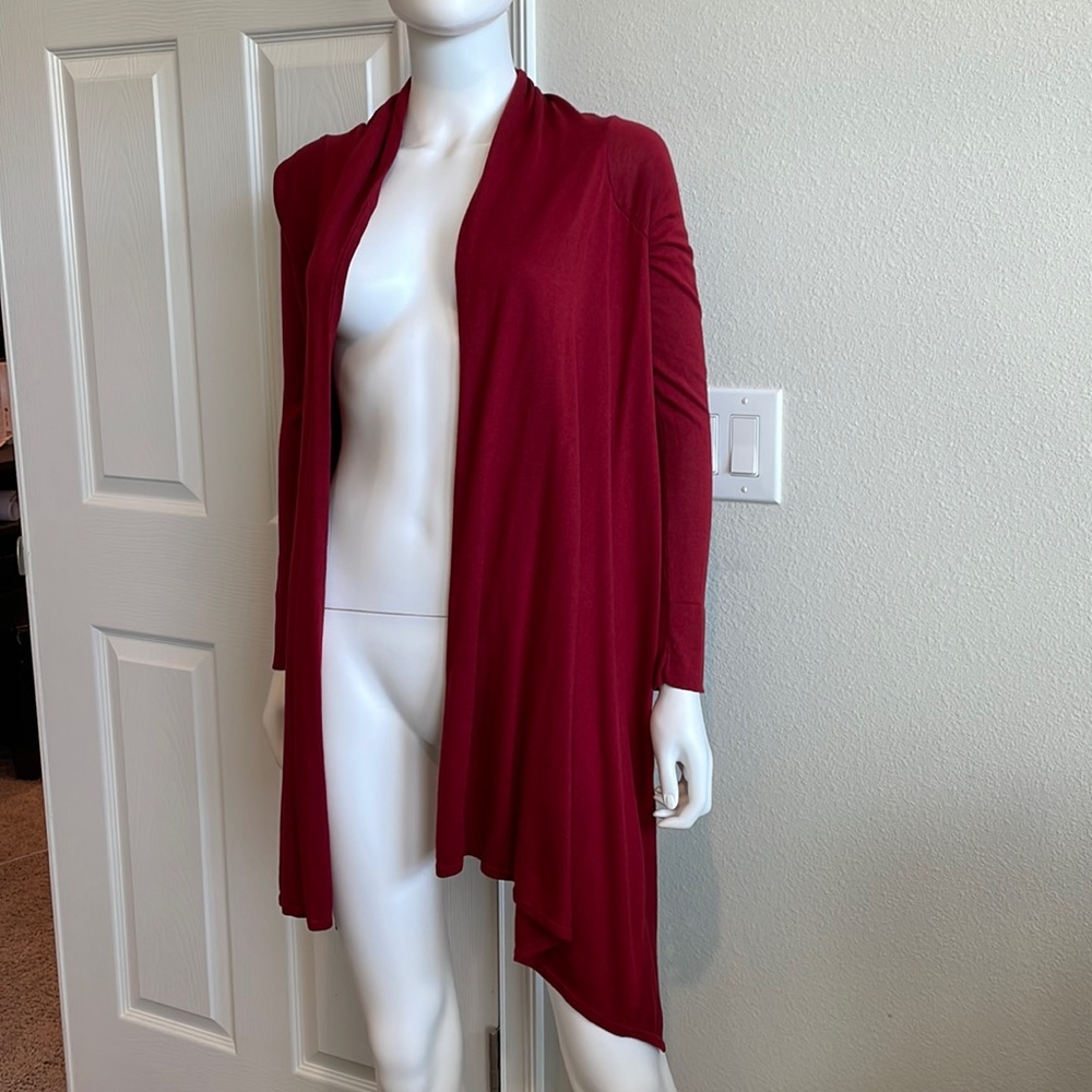 Lightweight sweater wrap in deep red